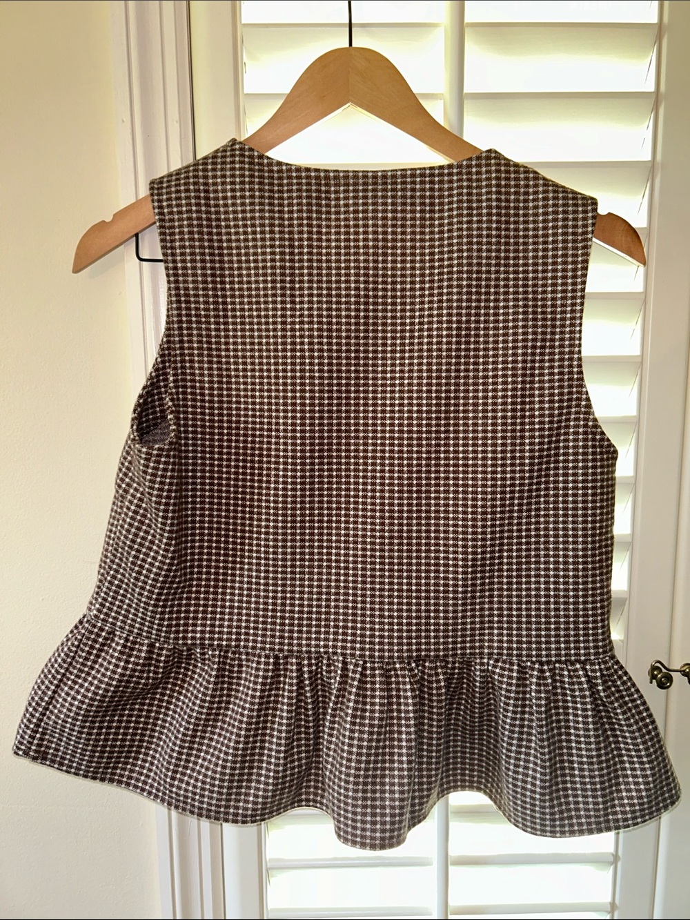 day + moon Brown Gingham Tie-Front Peplum Tank - Picture 4 of 4